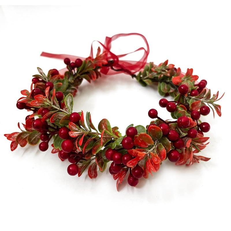 TOECWEGR Christmas Flower Crown Floral Wreath Red Berry Pine Cone Crown Forest Woodland Wedding Headpiece Headband - Image 3